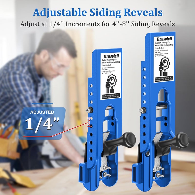 Drusolell Siding Tools - Compatible with 5/16-Inch Fiber Cement & Lap Siding, Installation Kit with Adjustable Reveals (Blue) - Image 3